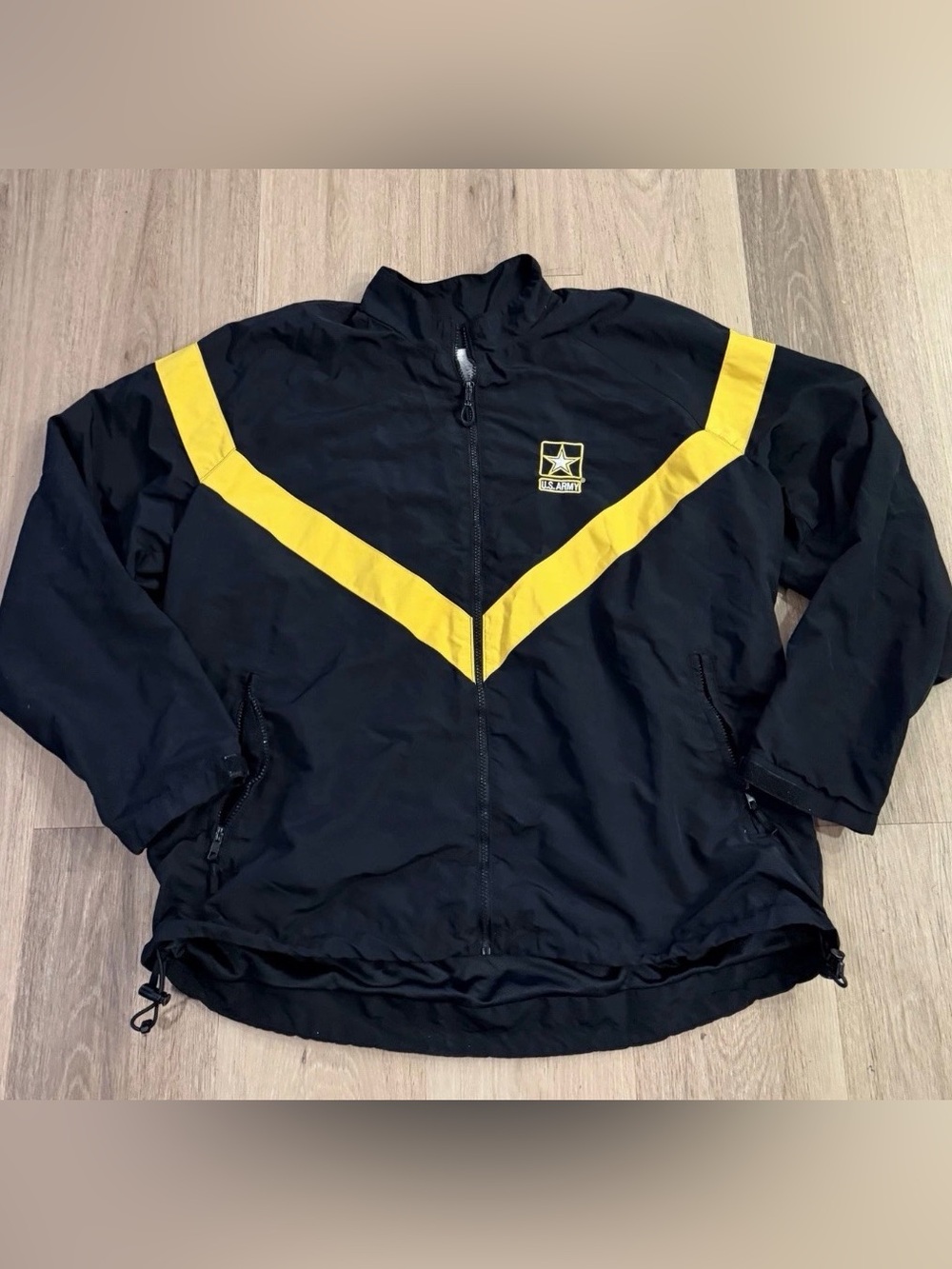 U.S. Army Jacket Men’s Black APFU Windbreaker Full Zip Running Training size XL